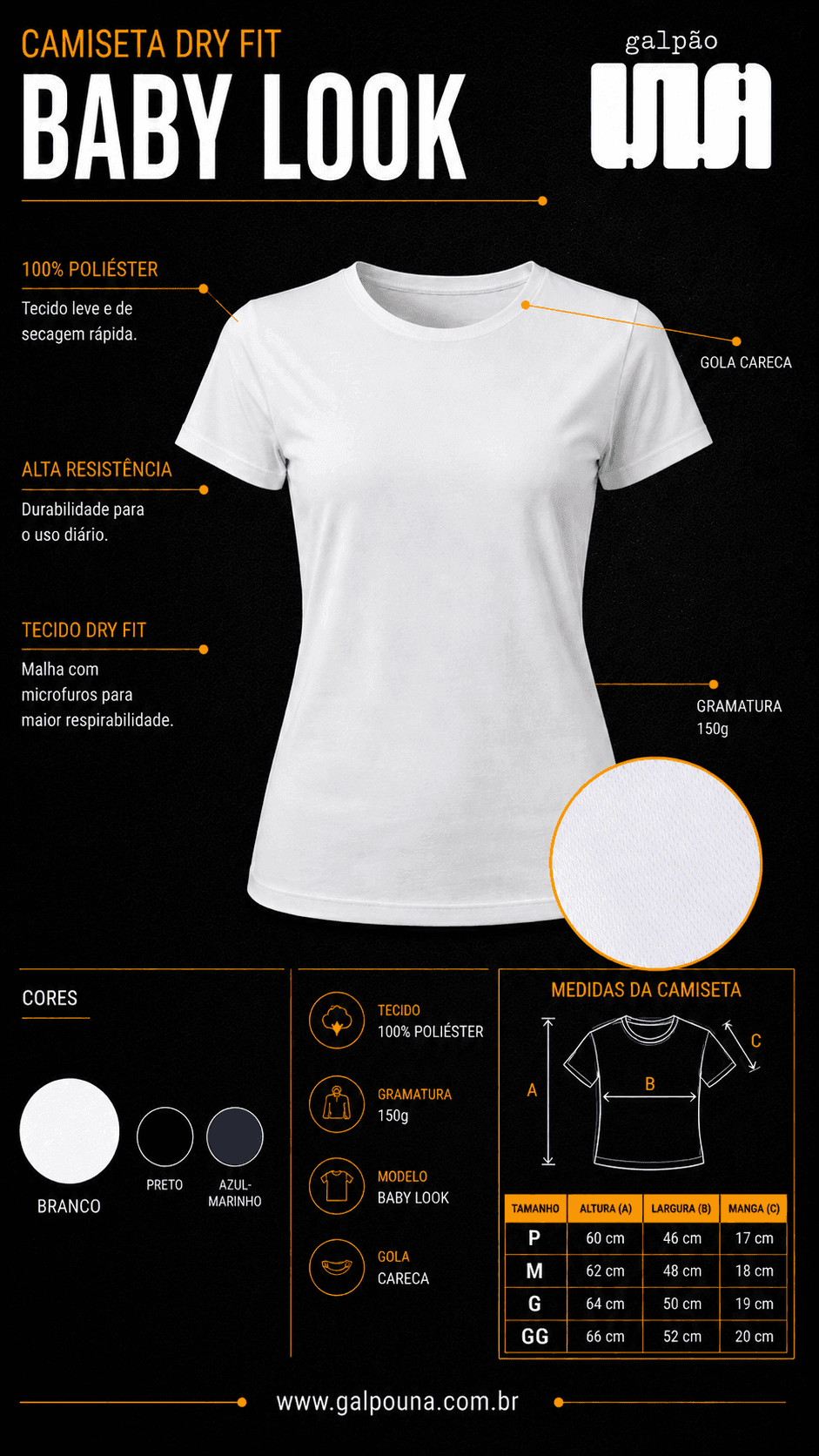Ficha técnica Baby Look Dry Fit